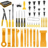 Picture of GOOACC 102Pcs Trim Removal Tool, Auto Push Pin Nylon Bumper Retainer Clip Set Fastener Terminal Remover Tool Round Handle Crowbar Kit Car/Radio Panel, Yellow