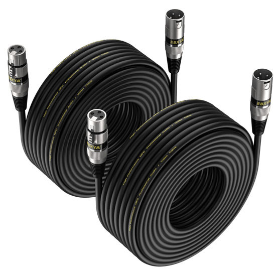 Picture of EBXYA 35ft XLR Cable 2 Pack - Premium Balanced XLR Microphone Cables with 3-Pin XLR Male to Female DMX Cable