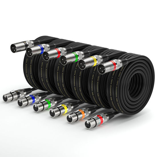Picture of EBXYA XLR Cables 25ft 6 Packs - XLR Male to Female 3 Pins Balanced Microphone Cable