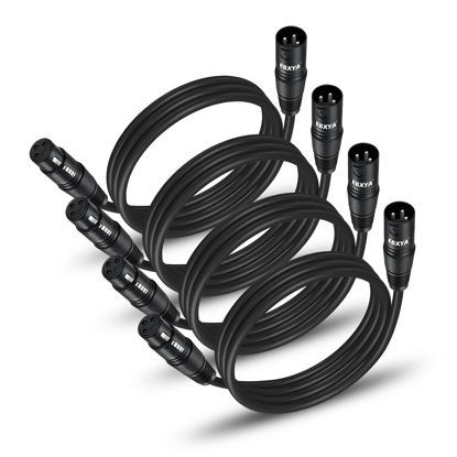 Picture of EBXYA XLR Cable 3 Ft 4 Pack, Premium XLR Male to Female Microphone Patch Cables 3 Pin Mic Cords DMX512 Lighting Cable Compatible with Speakers, Mixer, Stage Lighting