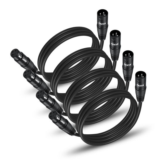 Picture of EBXYA XLR Cable 3 Ft 4 Pack, Premium XLR Male to Female Microphone Patch Cables 3 Pin Mic Cords DMX512 Lighting Cable Compatible with Speakers, Mixer, Stage Lighting