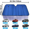 Picture of Big Hippo Front Car Sunshade Windshield-Jumbo/Standard Sun Shade Keeps Vehicle Cool-UV Ray Protector Sunshade-Easy to Use Sun Shade-Silver/Blue Sides(Size: 55.16"X 27.5")