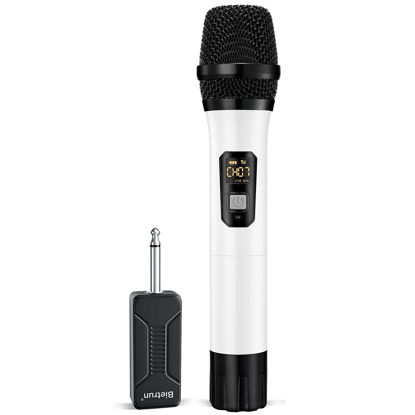 Picture of Bietrun Wireless Microphone Only for Mic Input, UHF Metal Dynamic Handheld Multipurpose Mic with Rechargeable Receiver (Work 4hs), 160ft Range, for Karaoke Machine, Amplifier Speaker, Mixer, Church
