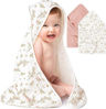 Picture of Konssy 2-Pack Muslin Hooded Baby Towels, 100% Cotton, Ultra-Soft & Absorbent Baby Bath Towels with Hood for Newborn & Infant (Pink, Floral,30" x 30")