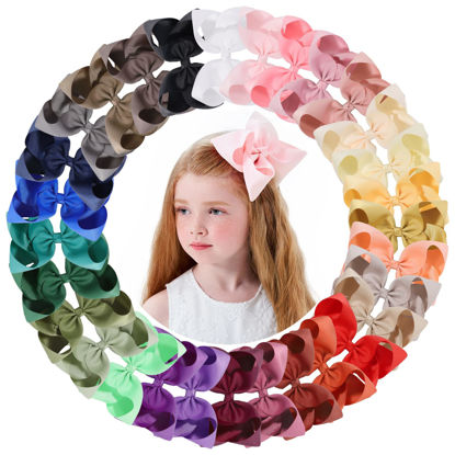 Picture of 30PCS Big 6 Inch Hair Bows for Girls Grosgrain Ribbon Toddler Hair Accessories with Alligator Clips for Toddlers Baby Girls Kids Teens