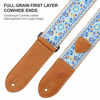 Picture of Nefelibata Guitar Strap,Double leather ends,Vintage Woven W/FREE BONUS-4 Picks+Strap Locks+Strap Button,Best Gift For Bass,Electric&Acoustic Guitars for Guitar(Vintage pale blue embroidery)