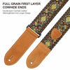 Picture of Nefelibata Guitar Strap,Double leather ends,Vintage Woven W/FREE BONUS-4 Picks+Strap Locks+Strap Button,Best Gift For Bass,Electric&Acoustic Guitars for Guitar(Vintage gold yellow embroidery)