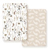 Picture of GRSSDER Stretchy Ultra Soft Jersey Knit Fitted Pack n Play Sheets Set 2 Pack, Neutral Portable/Mini Cribs Sheets, Fit Playards Mattress Pads Safe and Snug, Stylish Pretty Flora for Baby, Beige