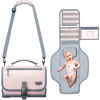 Picture of Portable Diaper Changing Pad with Shoulder Strap, Detachable Travel Changing Pad with Baby Wipes Pocket, Gifts for Baby Shower, Newborn Girls and Boys (Pink)