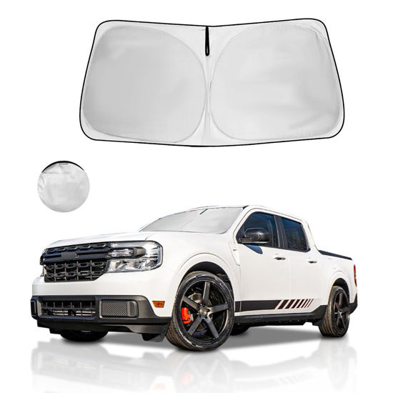 Picture of HOHUIGO Windshield Sun Shade Fit 2024 2023 2022 Ford Maverick Hybrid, XL, XLT, Lariat Front Window Sunshade Accessories Truck Pickup Sun Visor UV Protector Heat Shield Window Cover
