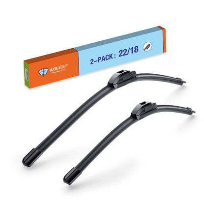 Picture of WOWIPER OE Quality Windshield Wiper Blades - 22 and 18 inch (Set of 2), Metal Base for 300% More Stable, for Chevy Colorado 2022-2018 Aveo 11-09 /GMC Canyon 22-18 /Mazda 6 08-03 +More