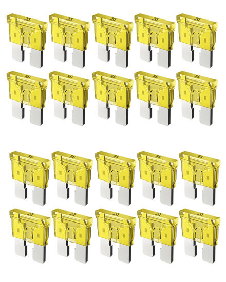 Picture of Riseuvo 20pcs 20A Standard Car Fuses - 20 AMP Automotive Fuses(ATO/APR/ATS), 32V (12/24V) Blade Fuse for RV/Truck/SUV