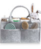 Picture of PUTSKA Baby Diaper Caddy Organizer - Nursery Storage Basket for Diaper Station, Baby Basket Shower Gifts List and Registry Must-Haves, Newborn Essentials, Nursery Decor for Boy or Girl - Grey, Large