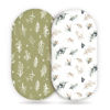 Picture of Stretchy Ultra Soft Fitted Bassinet Sheets Set 2 Pack, Cradle Sheet Universal Fit for Rectangle, Oval or Hourglass Bassinet Pad/Mattress Safe and Snug, Stylish Watercolor Flora and Olive