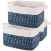 Picture of OIAHOMY Storage Basket, Woven Baskets for Storage, Cotton Rope Basket for toys,Towel Baskets for Bathroom - Pack of 3,White Blue