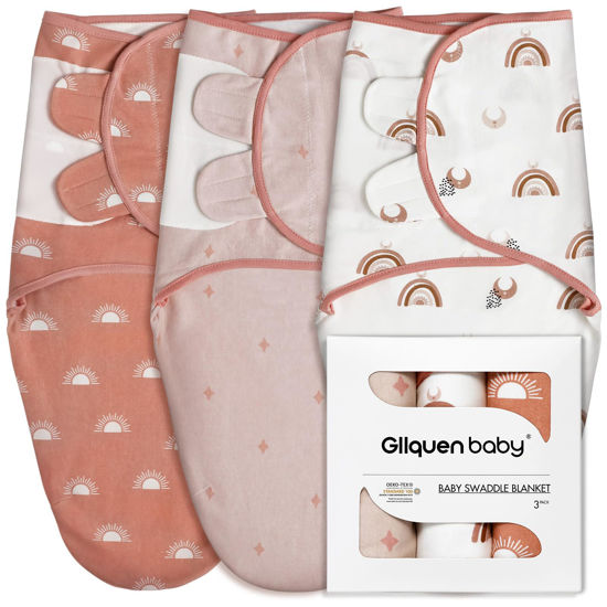 Picture of 3-Pack Organic Baby Swaddle Sleep Sacks for Newborn - Baby Swaddles 0-3 Months, Baby Swaddle Sack, Rainbow & Sun, Baby Swaddle Blanket Wrap (Small/Medium)