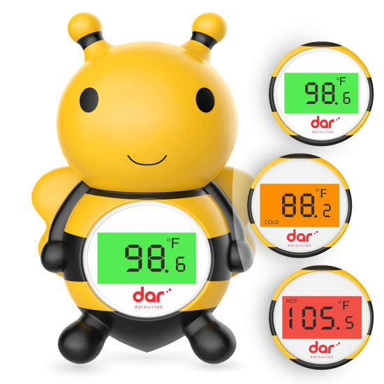 Picture of Baby Bath Thermometer, Digital Water Temperature Thermometer with 3 Color Backlit and Temperature Warning, Safety Bath Tube Thermometer Floating Toy for Infant, Toddler（Bee）