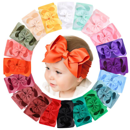 Picture of doboi Baby Girl Hair Bows and Nylon Headbands Set - 20PCS Infant Toddler Accessories With Big Bows