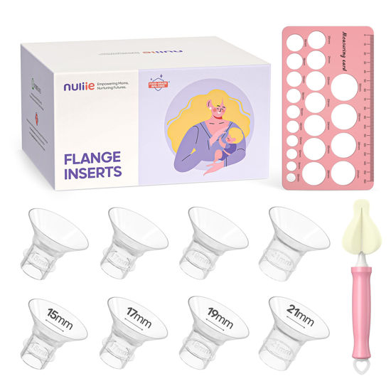 Picture of Nuliie 8PCS 15/17/19/21mm for 24mm Flange/Shield of Most Pumps, BPA Free Flange Sizing Kit, Compatible with Momcozy/Elvie/Spectra/Bellababy/TSRETE/Nuliie Breast Pumps