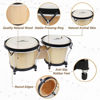 Picture of Bongo Drum Set for Adults Kids Beginners Professionals, Upgrade Packaging, Set of 6 and 7 inch Tunable Percussion Instruments, Natural Animal Hides Hickory Shells Wood Metal with Tuning Wrench