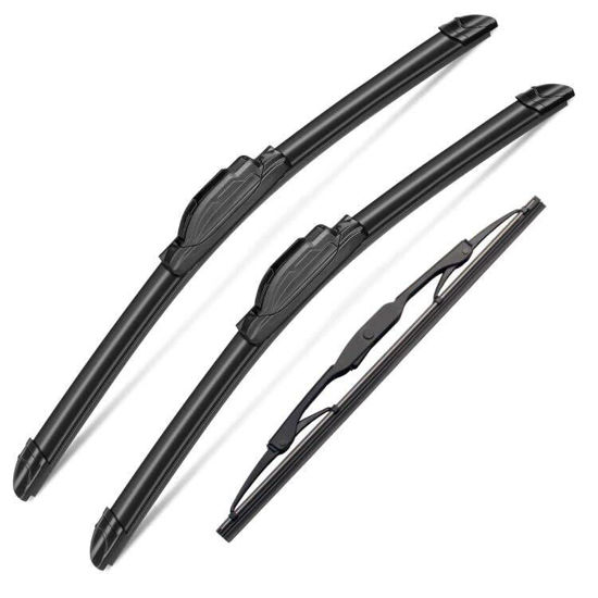 Picture of 3 Wipers Set for Hummer H2 2003 2004 2005 2006 2007 2008 2009, Original Equipment Windshield Wiper Blades Front - 16"+16" with 10 Inch Rear Windshield Wiper Blade (Pack of 3) J- HOOK