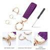Picture of Genuine Leather Keychains, Handmade Knit Sheepskin Car Key chains for Women, Universal Key Fob Holder with 360 Degree Rotatable, Anti-Lost D-Ring, 2 Keyrings and 1 Screwdriver - Purple