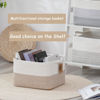 Picture of COMFY-HOMI Cotton Rope Woven Basket with Handles for Shelves,Toys,Book, Cloth Storage Baskets for Organizing-13.5" x 11" x 9.5" Toy Decorative Organizer for Living Room, Bathroom （White/Brown）