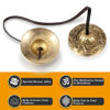 Picture of Boao Tibetan Tingsha Cymbals Meditation Chime Bells with Tibetan Drawstring Cloth Bag, 6.3 cm Meditation Chime Bells, for Percussion Instrument (2 Dragons with Bell Embossed)