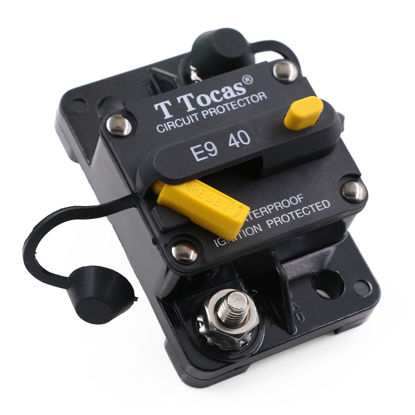 Picture of T Tocas 12V - 48V DC 40 Amp Surface-Mount Circuit Breaker with Manual Reset Switchable for Trolling Motor Boat Marine Automotive,Waterproof (40A)