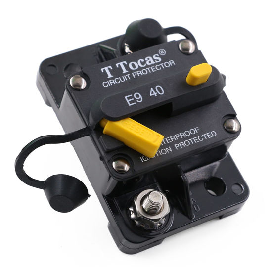 Picture of T Tocas 12V - 48V DC 40 Amp Surface-Mount Circuit Breaker with Manual Reset Switchable for Trolling Motor Boat Marine Automotive,Waterproof (40A)