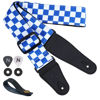 Picture of Nefelibata Guitar Strap-2" Wide Double Layer Cotton Original Design Adjustable Guitar Straps with Long Leather Ends for Bass, Electric & Acoustic, Best Gifts for Kids,Guitarists (Blue Plaid)