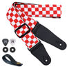 Picture of Nefelibata Guitar Strap-2" Wide Double Layer Cotton Original Design Adjustable Guitar Straps with Long Leather Ends for Bass, Electric & Acoustic, Best Gifts for Kids,Guitarists (Red Plaid)