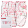 Picture of GLLQUEN BABY Baby Swaddle Sleep Sacks with Zipper - 3-Pack Newborn Swaddle Sack, Baby Swaddles Sleep Sack 0-3 Months,Pink Floral or Leaves, Swaddling Blankets 3 Pack Wrap Set, Easy Change Swaddle