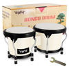 Picture of VANPHY Bongo Drum 4'' and 5'' Set for Adults Beginners Tunable Natural Skin Bongos Percussion Instruments With Tuning Wrench and Gift Box (White)