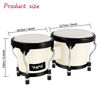 Picture of VANPHY Bongo Drum 4'' and 5'' Set for Adults Beginners Tunable Natural Skin Bongos Percussion Instruments With Tuning Wrench and Gift Box (White)