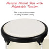Picture of VANPHY Bongo Drum 4'' and 5'' Set for Adults Beginners Tunable Natural Skin Bongos Percussion Instruments With Tuning Wrench and Gift Box (White)