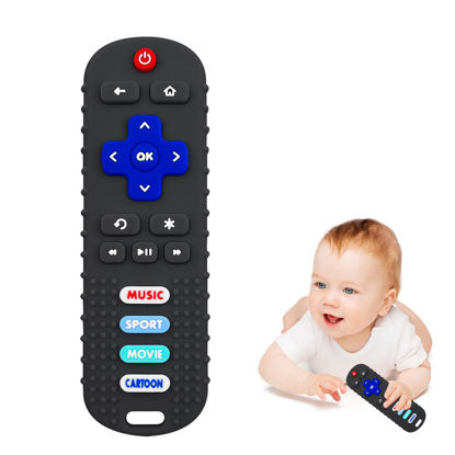 Picture of ROBBEAR Baby Teething Toys, Soft Silicone Remote Control Teether for Babies 3 6 12 18 Months, TV Remote Control Shape Infant Chew Sensory Toys for Boys and Girls, Baby Teething Relief, BPA Free