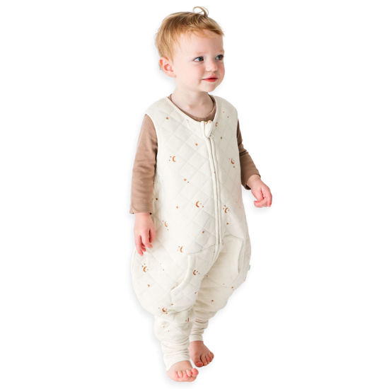 Picture of Tealbee Dreamsuit: Toddler Sleep Sack with Feet 3T 4T - 1.2 TOG All Season Baby Wearable Blanket for Walkers - Rayon made from Bamboo, Organic Cotton Sleep Bag - Moons Stars
