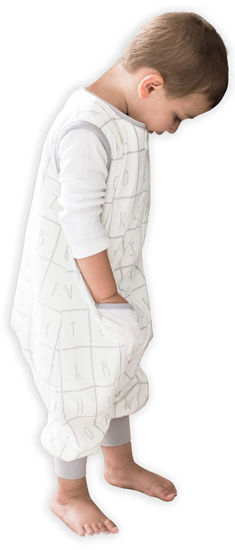 Picture of Tealbee DREAMSUIT: Toddler Sleep Sack with Feet 3T 4T - 1.2 TOG Four Season Baby Wearable Blanket for Walkers - Rayon made from Bamboo, Organic Cotton Sleeping Bag - Alphabet