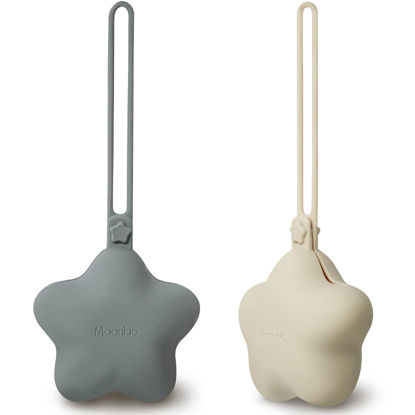 Picture of Moonkie Silicone Pacifier Holder Case, Cute Portable Pacifier Storage Case, 2 Pack