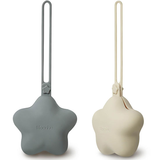 Picture of Moonkie Silicone Pacifier Holder Case, Cute Portable Pacifier Storage Case, 2 Pack