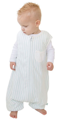Picture of Tealbee Dreamsuit: Toddler Sleep Sack with Feet 2T 3T - 1.5 TOG Winter Baby Wearable Blanket for Walkers - Rayon made from Bamboo, Organic Cotton Sleep Bag - Minty Stripes