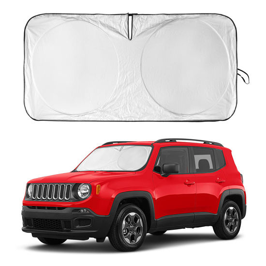 Picture of INSAUTO for Jeep Patriot Windshield Sun Shade for Jeep Renegade SUV 2015-2023, Front Foldable Sunshade for 2017 Jeep Patriot SUV Car Sun Visor Cover Blocks UV Rays Keep Your Car Cooler