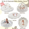 Picture of 5-in-1 Thick & Plush Baby Play Gym, Baby Play Mats for Floor, Tummy Time Mat with 6 Toys, Cat Bed, Dog Bed, Convertible Stage-Based Developmental from Baby to Toddler, Ball Pit, Pet Cushion, White