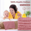 Picture of Yoofoss Muslin Baby Washcloths 100% Cotton Face Towels 6 Pack Wash Cloths for Baby 12x12in Soft and Absorbent Baby Wipes (Bean Paste)