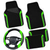 Picture of CAR PASS Leather Steering Wheel Cover and Waterproof Car Floor Mats,Microfiber Universal Car Combo Fit for 95% Sedan,SUV,Cars,14.5-15inch Sporty Anti-Slip Comfortable Design(Black＆Fluorescence Green)