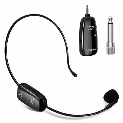 Picture of XIAOKOA UHF12 Wireless Microphone Headset, 160ft Range, Dual Micro USB Charging, Suitable for Teaching, Stage Performers, Fitness Instructors