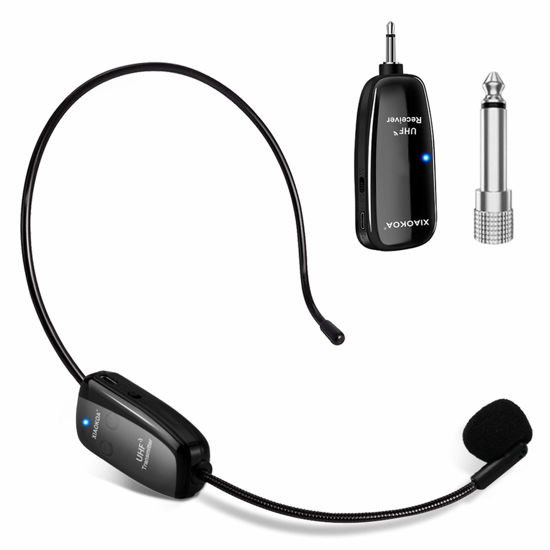Picture of XIAOKOA UHF12 Wireless Microphone Headset, 160ft Range, Dual Micro USB Charging, Suitable for Teaching, Stage Performers, Fitness Instructors