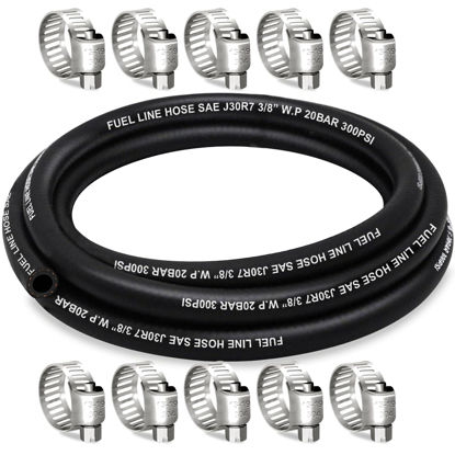 Picture of HOUSUN Fuel Line 3/8 Inch ID, Fuel Hose 10FT, J30R7 Fuel Line Hose NBR with 10 Clamps.