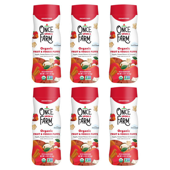 Picture of Once Upon a Farm Organic Fruit & Veggie Baby Puffs, Apple, Sweet Potato & Coconut | 6 count